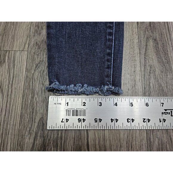 Just Black Denim Jeans Womens 27 Blue Dark Wash Raw Hem Ankle Skinny Made USA - Picture 12 of 12